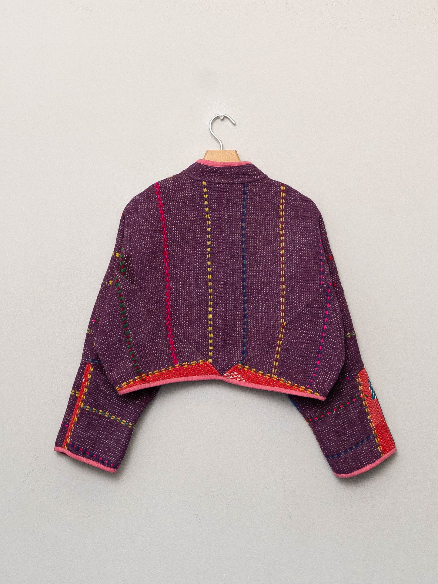 The Kaira Cropped Quilted Patchwork Kantha Jacket