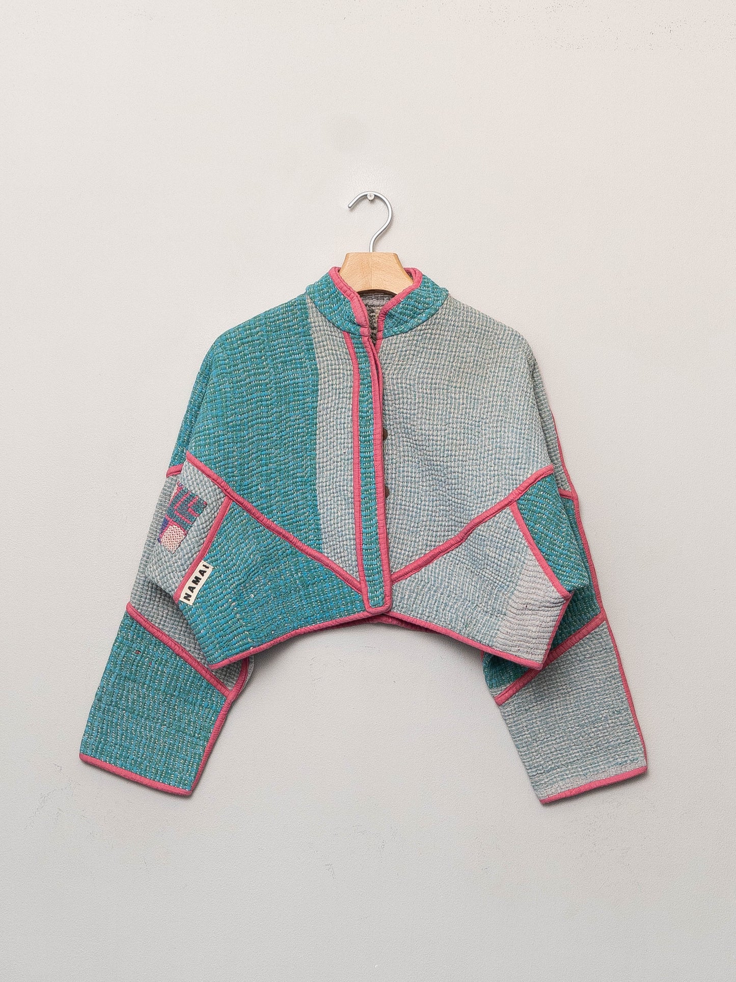 The Kaira Cropped Quilted Patchwork Kantha Jacket