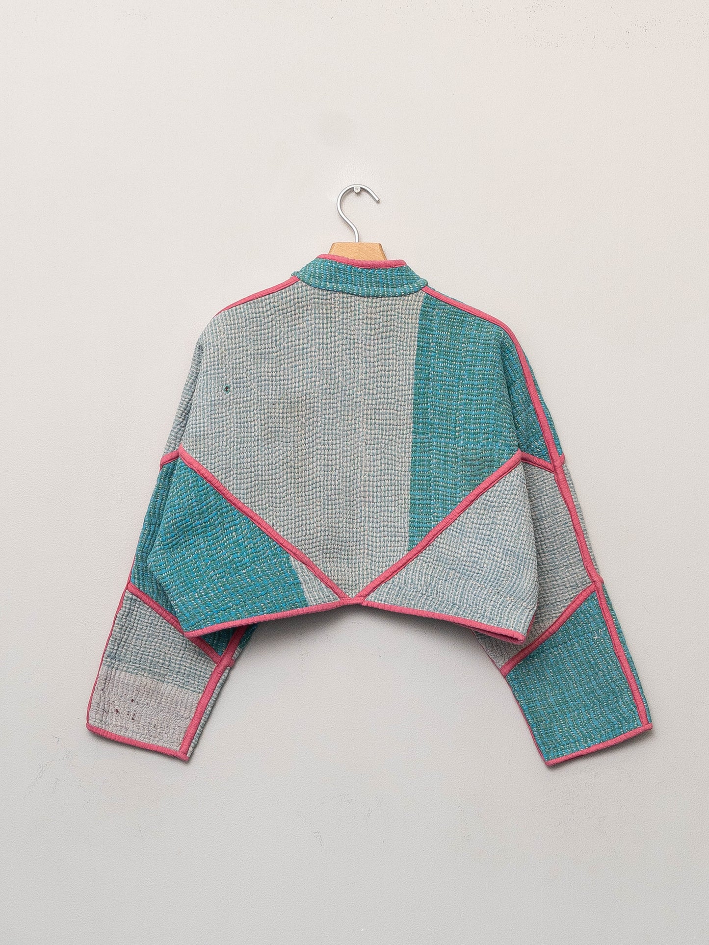 The Kaira Cropped Quilted Patchwork Kantha Jacket