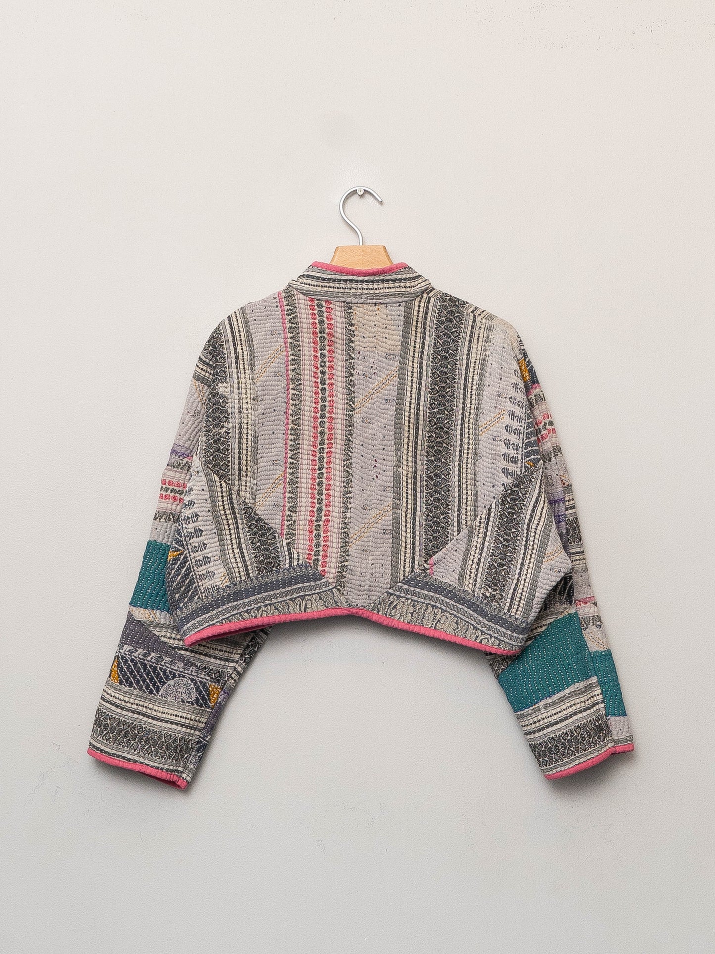 The Kaira Cropped Quilted Patchwork Kantha Jacket