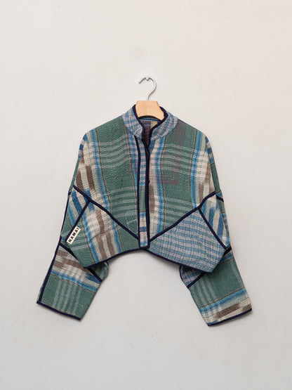 The Kaira Cropped Quilted Patchwork Kantha Jacket