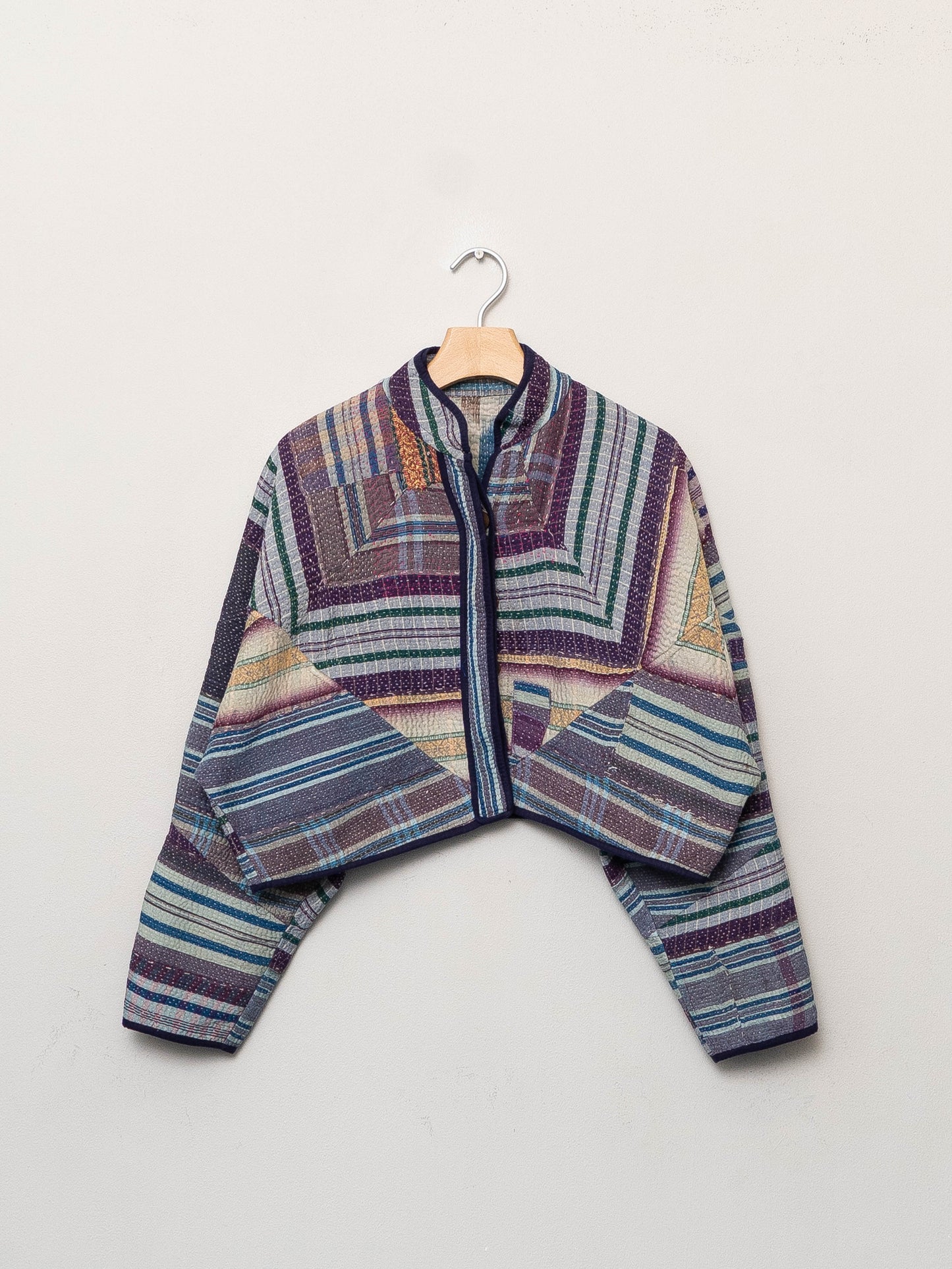 The Kaira Cropped Quilted Patchwork Kantha Jacket