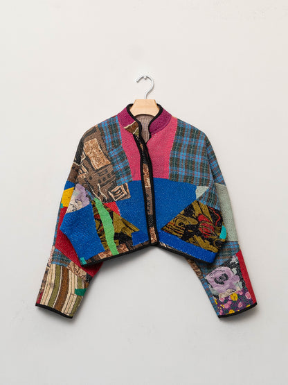 The Kaira Cropped Quilted Patchwork Kantha Jacket