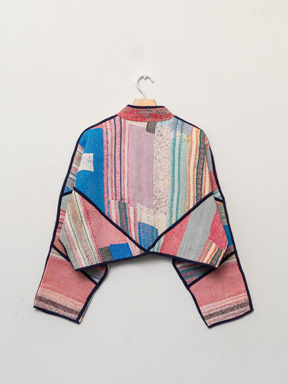 The Kaira Cropped Quilted Patchwork Kantha Jacket