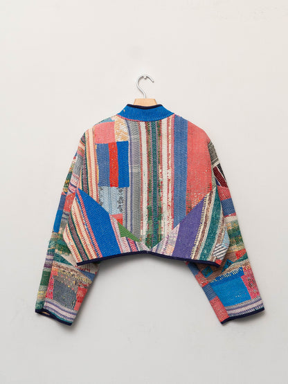 The Kaira Cropped Quilted Patchwork Kantha Jacket