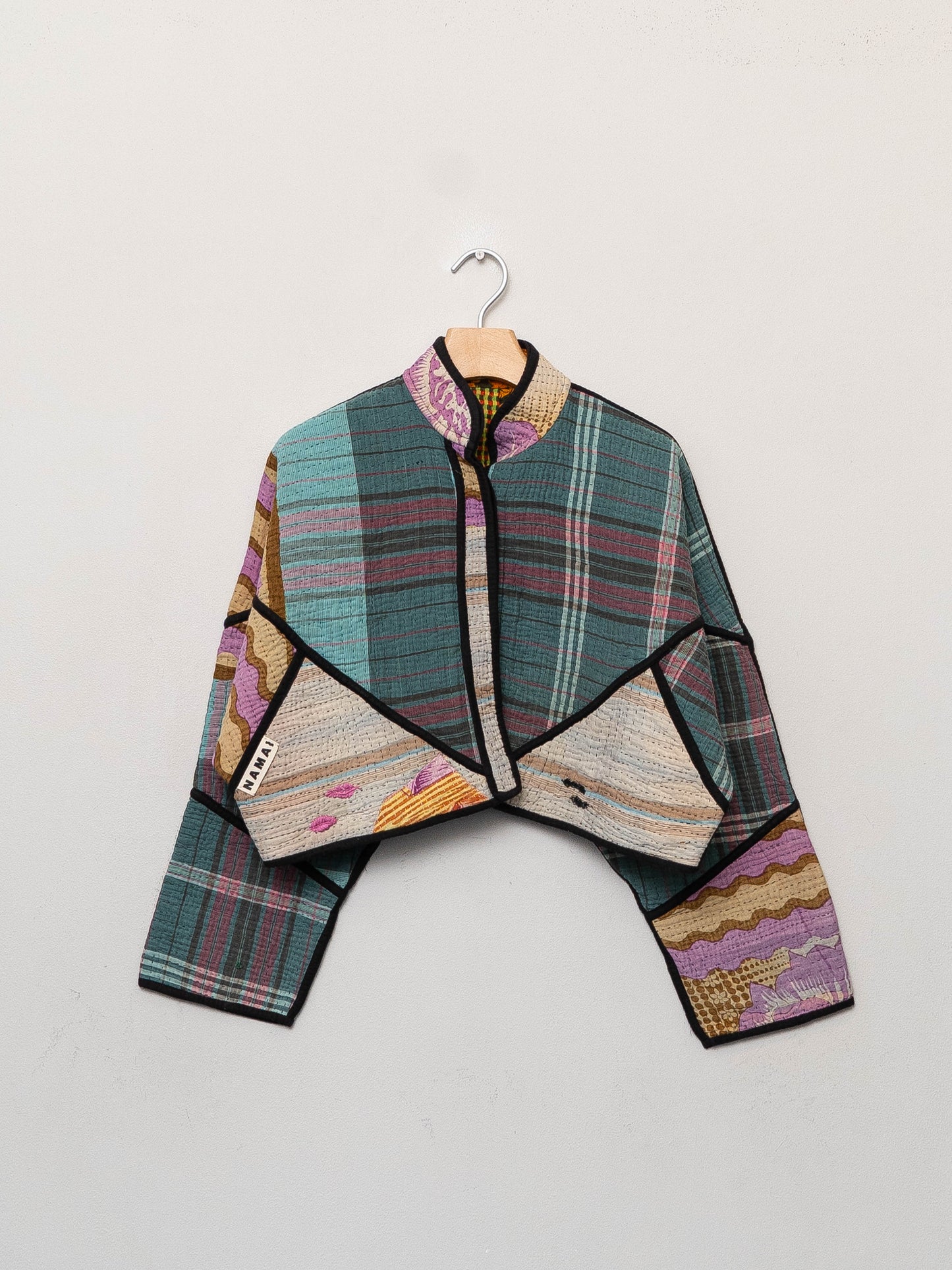 The Kaira Cropped Quilted Patchwork Kantha Jacket