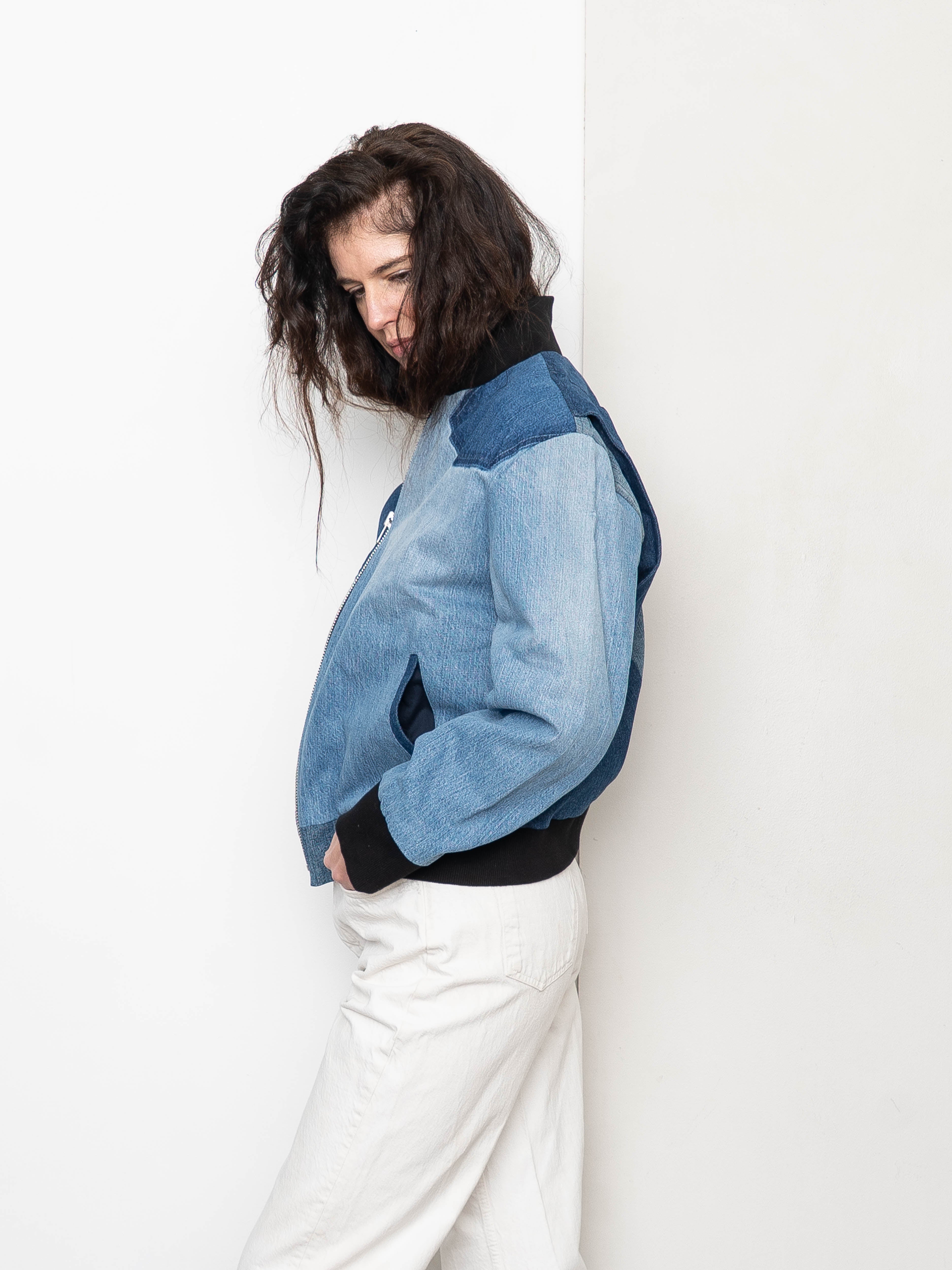 The Veda Denim Bomber Jacket - Medium
