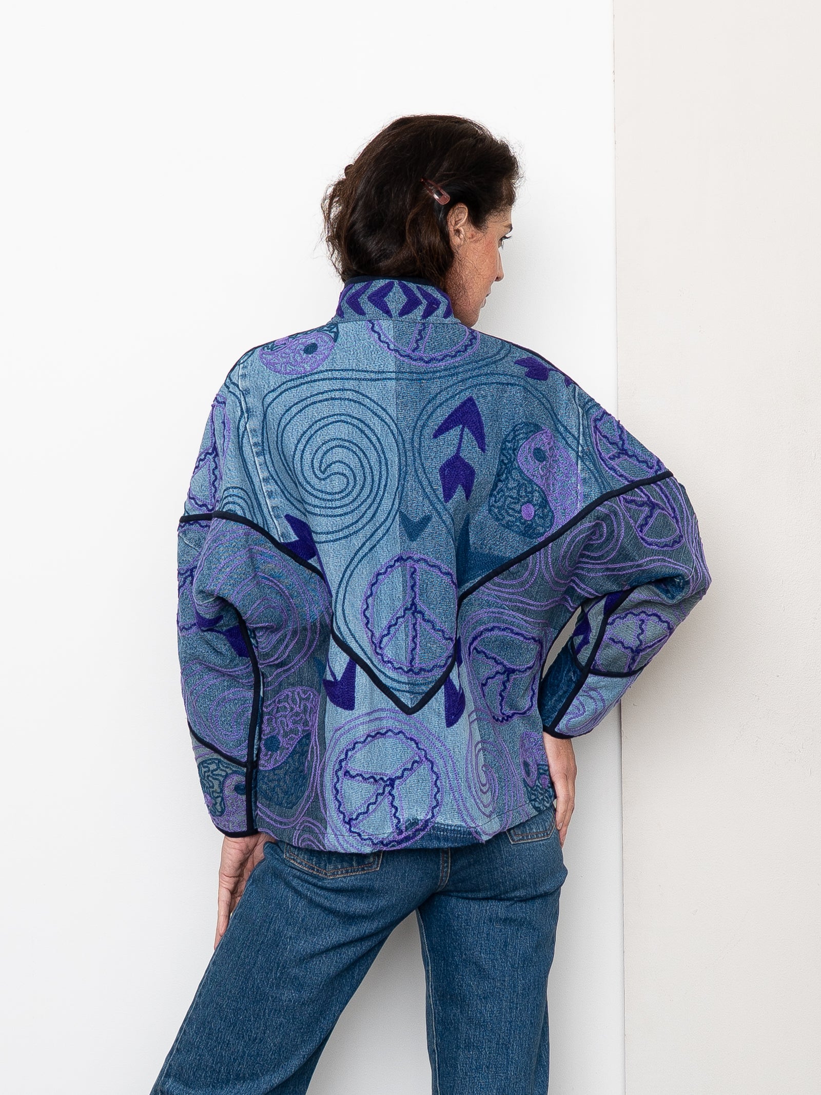 The Ladhiya Denim Suzani Jacket - Small