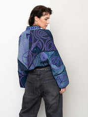 The Kaira Cropped Denim Suzani Jacket - Medium