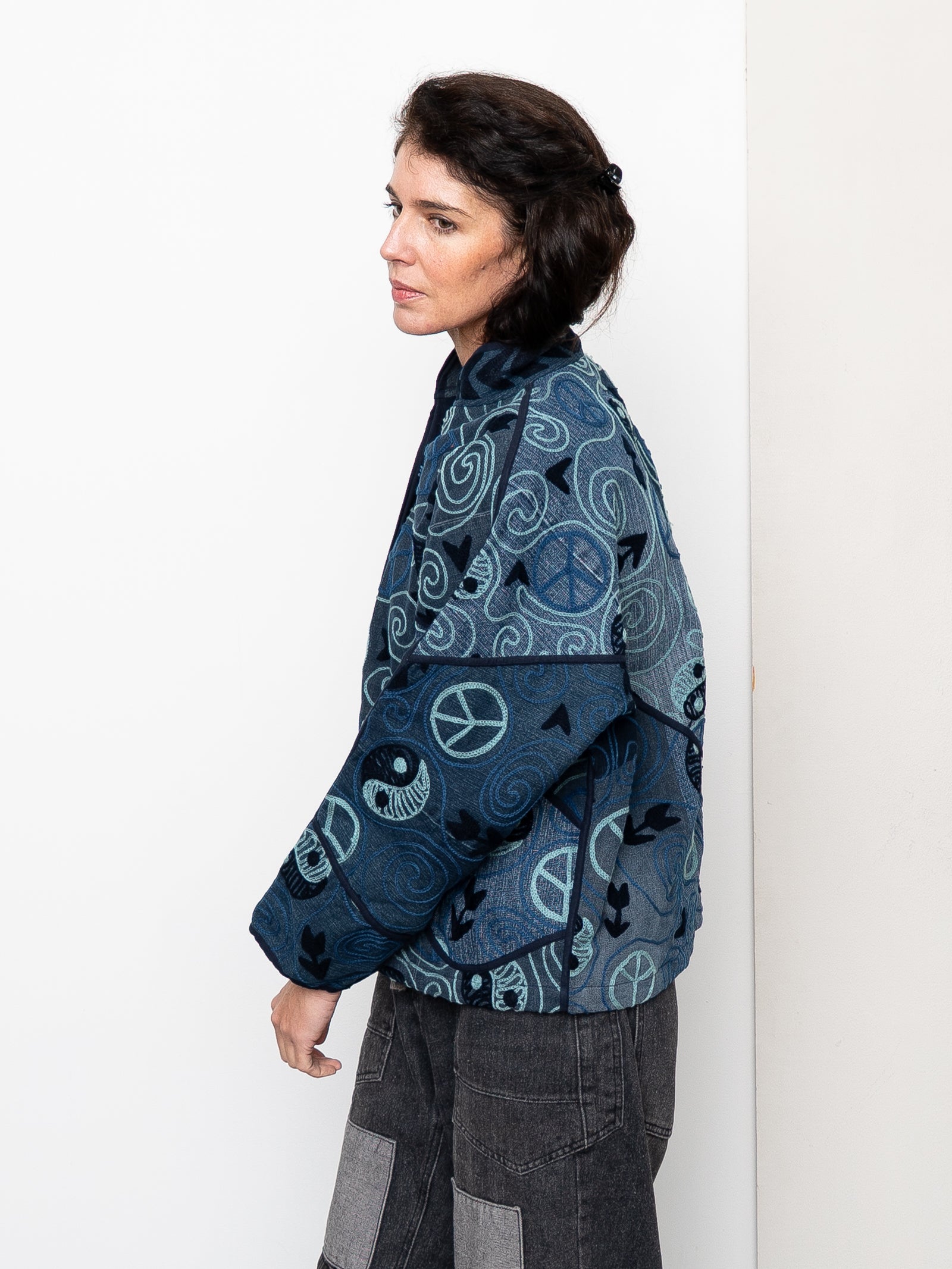 The Ladhiya Denim Suzani Jacket - Small