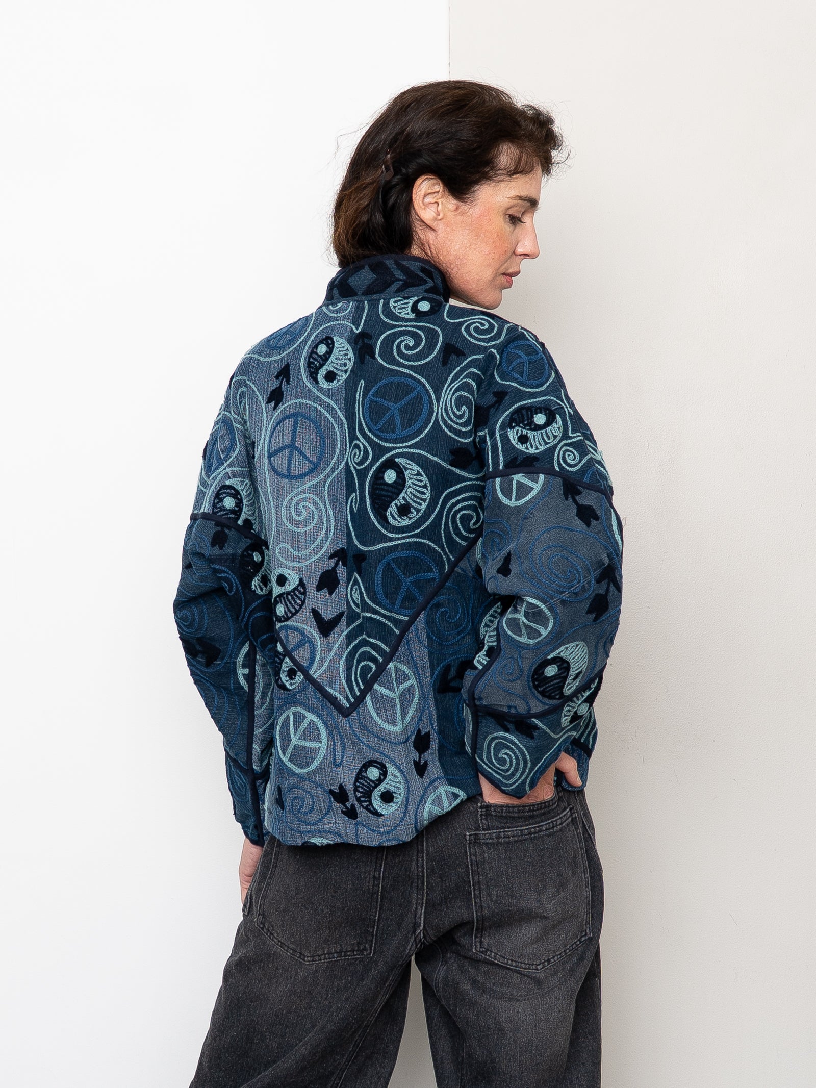 The Ladhiya Denim Suzani Jacket - Small