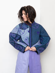 The Kaira Cropped Denim Suzani Jacket - Medium