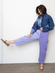 The Kaira Cropped Denim Suzani Jacket - Medium