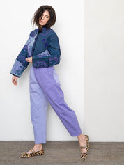 The Kaira Cropped Denim Suzani Jacket - Medium