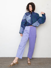 The Kaira Cropped Denim Suzani Jacket - Medium