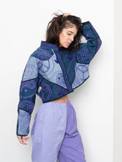 The Kaira Cropped Denim Suzani Jacket - Medium