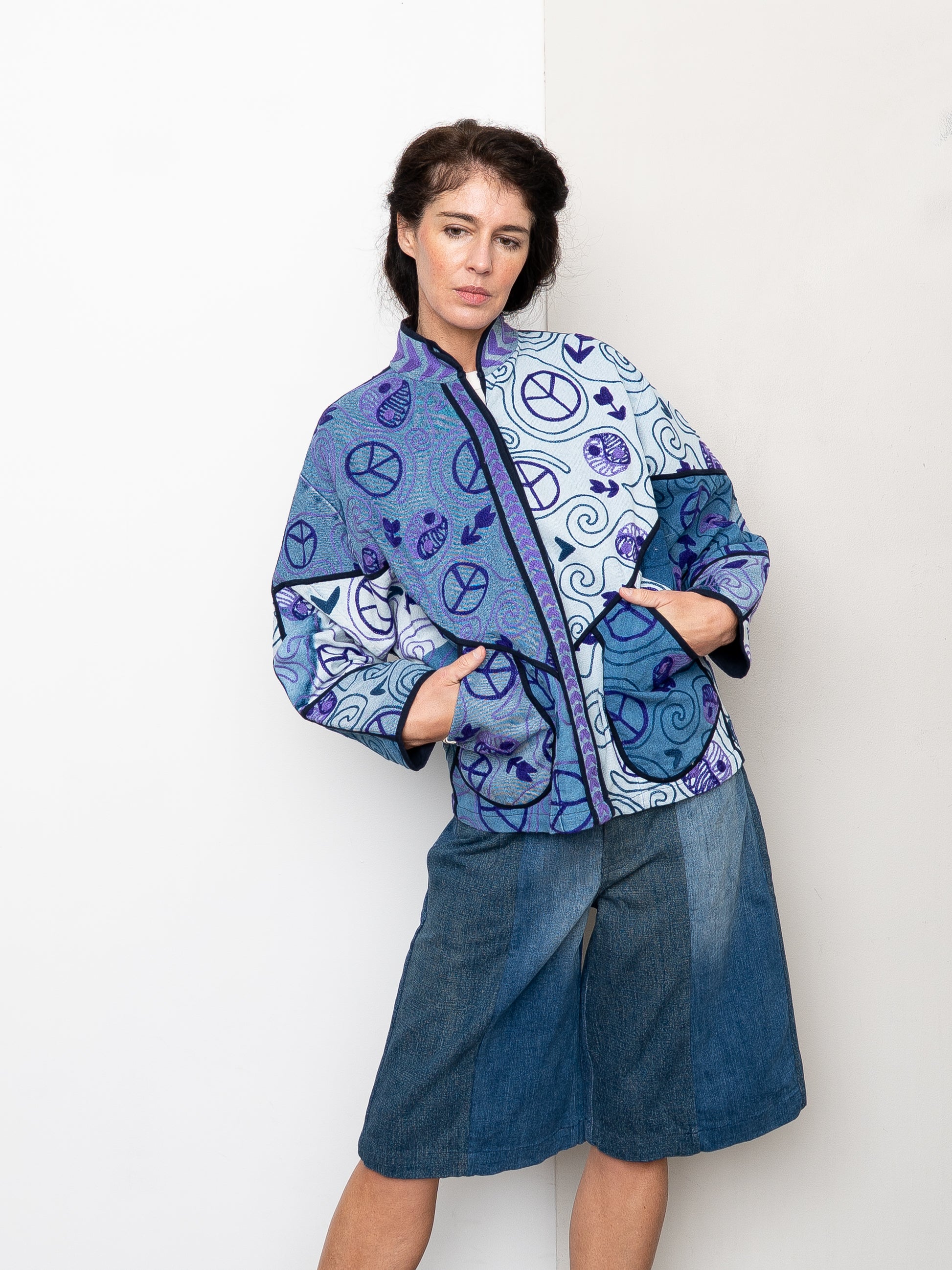 The Ladhiya Denim Suzani Jacket - Small