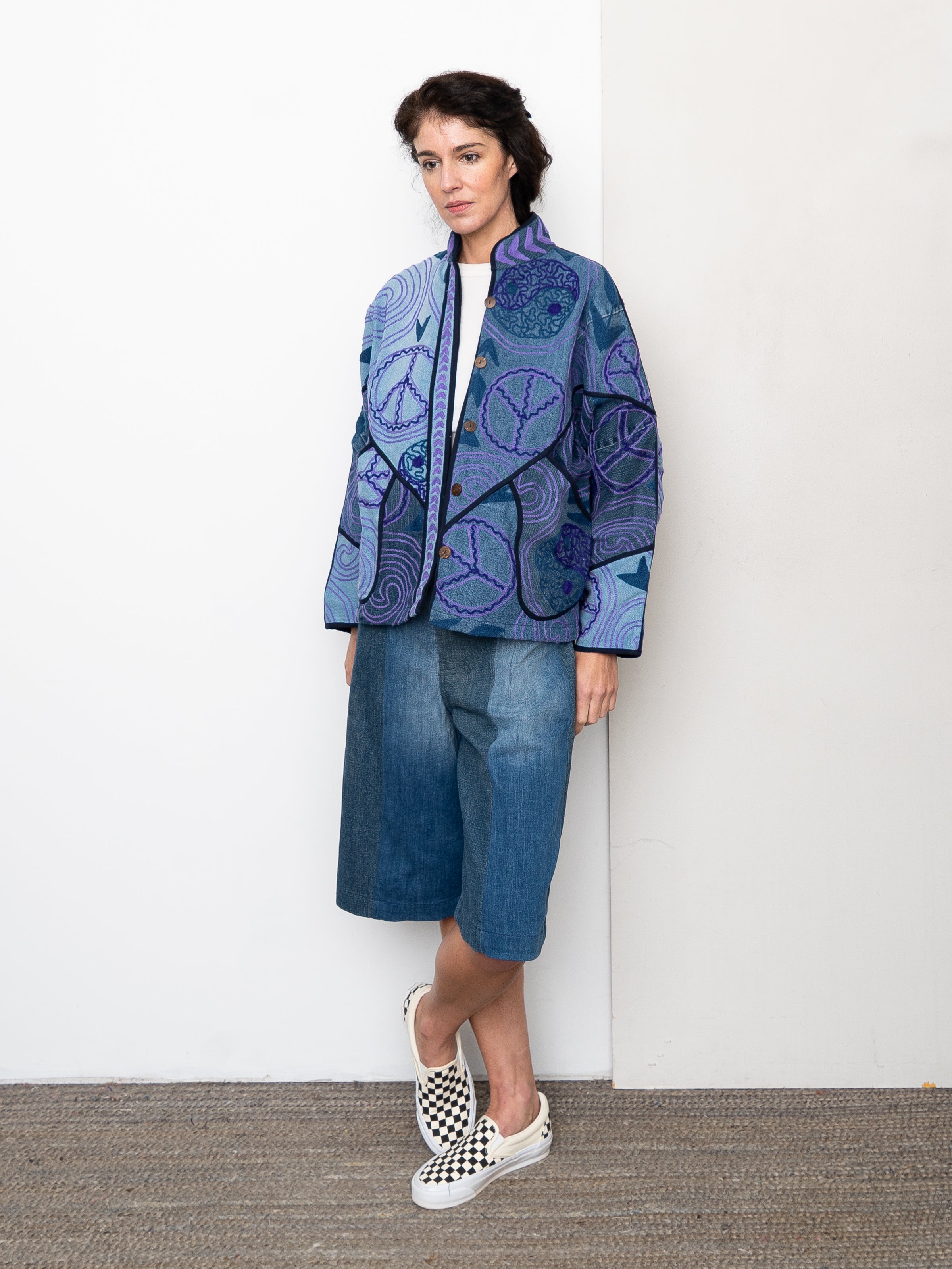 The Ladhiya Denim Suzani Jacket - Small