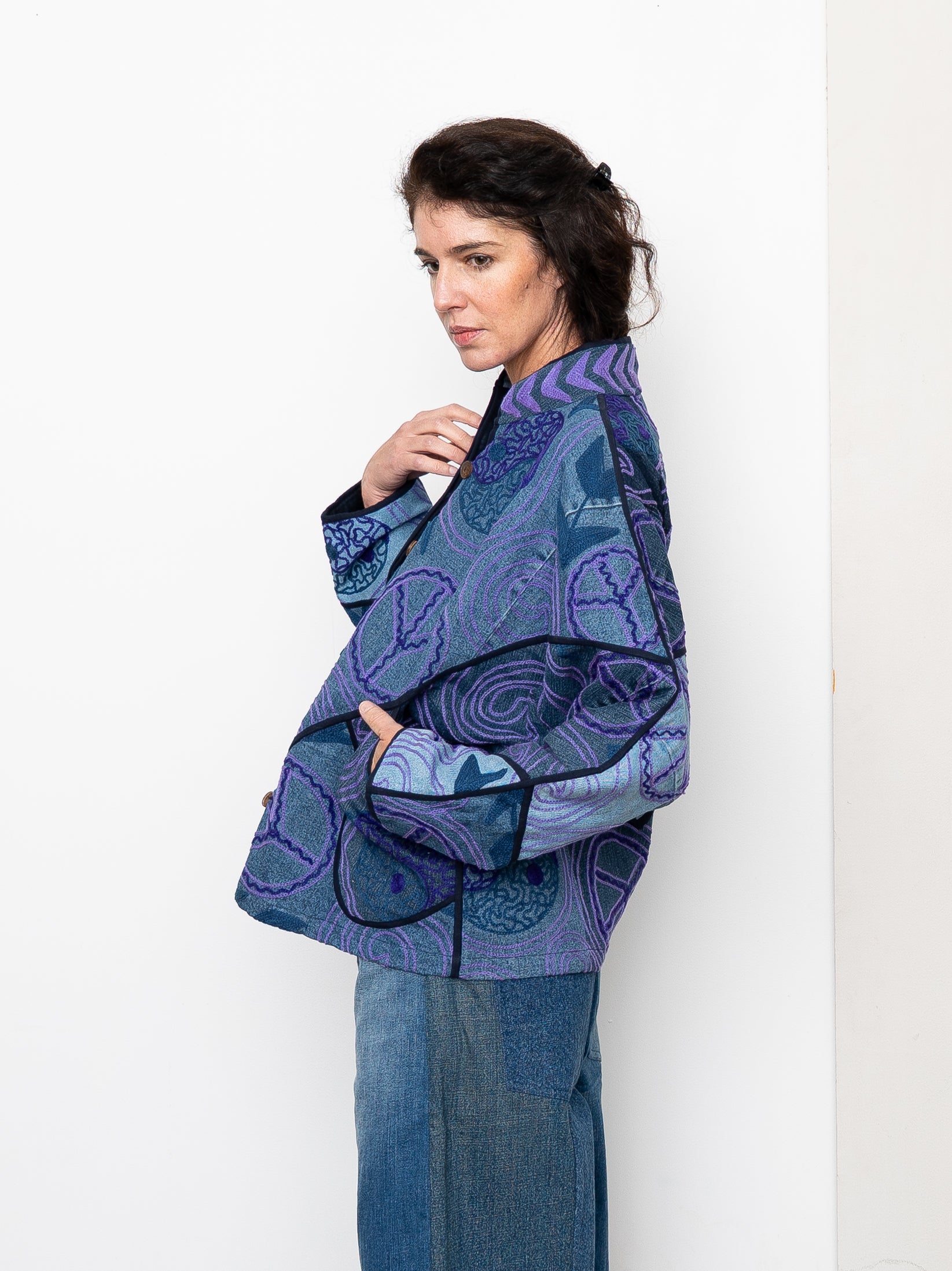 The Ladhiya Denim Suzani Jacket - Small