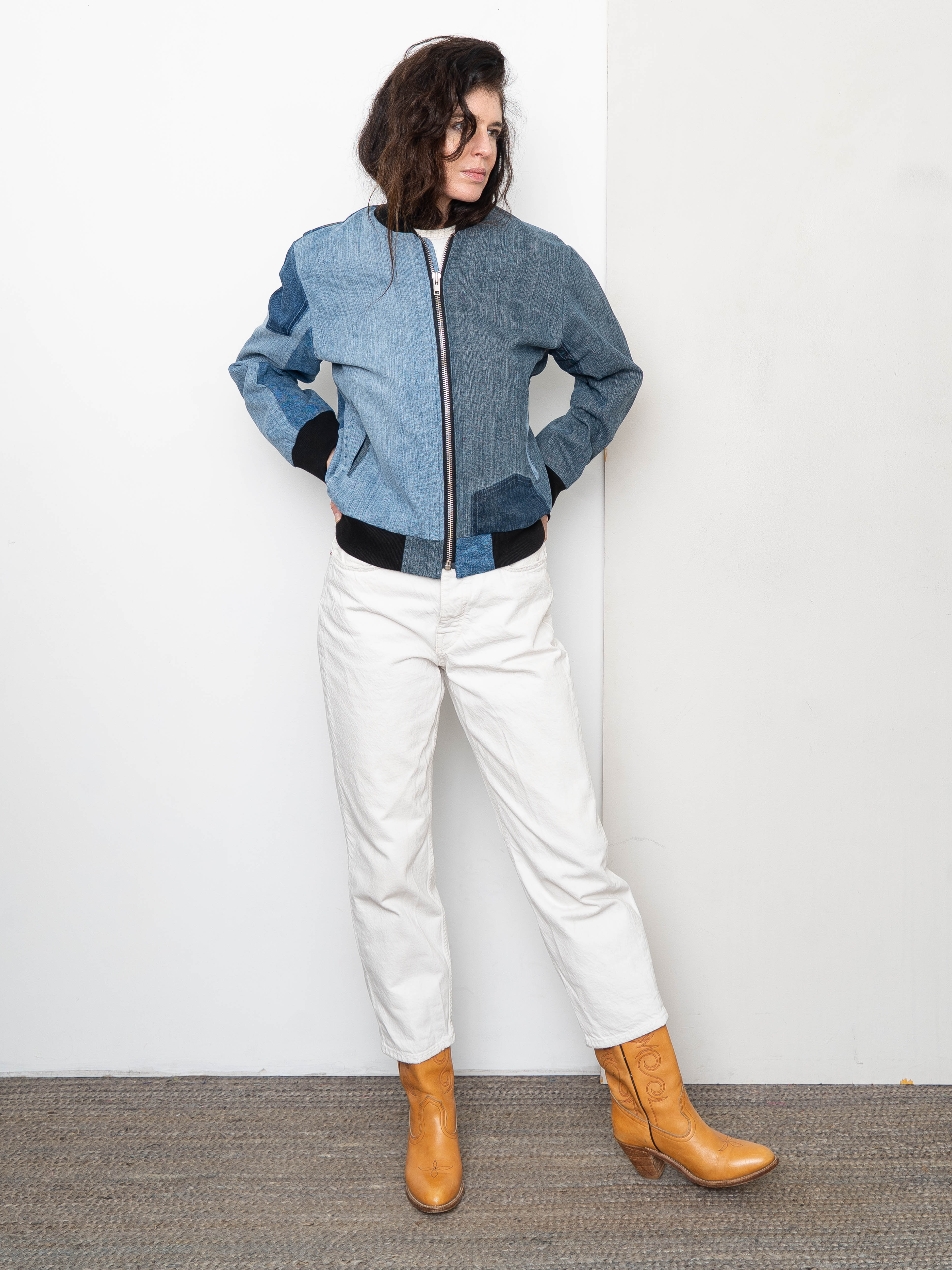 The Veda Denim Bomber Jacket - Medium