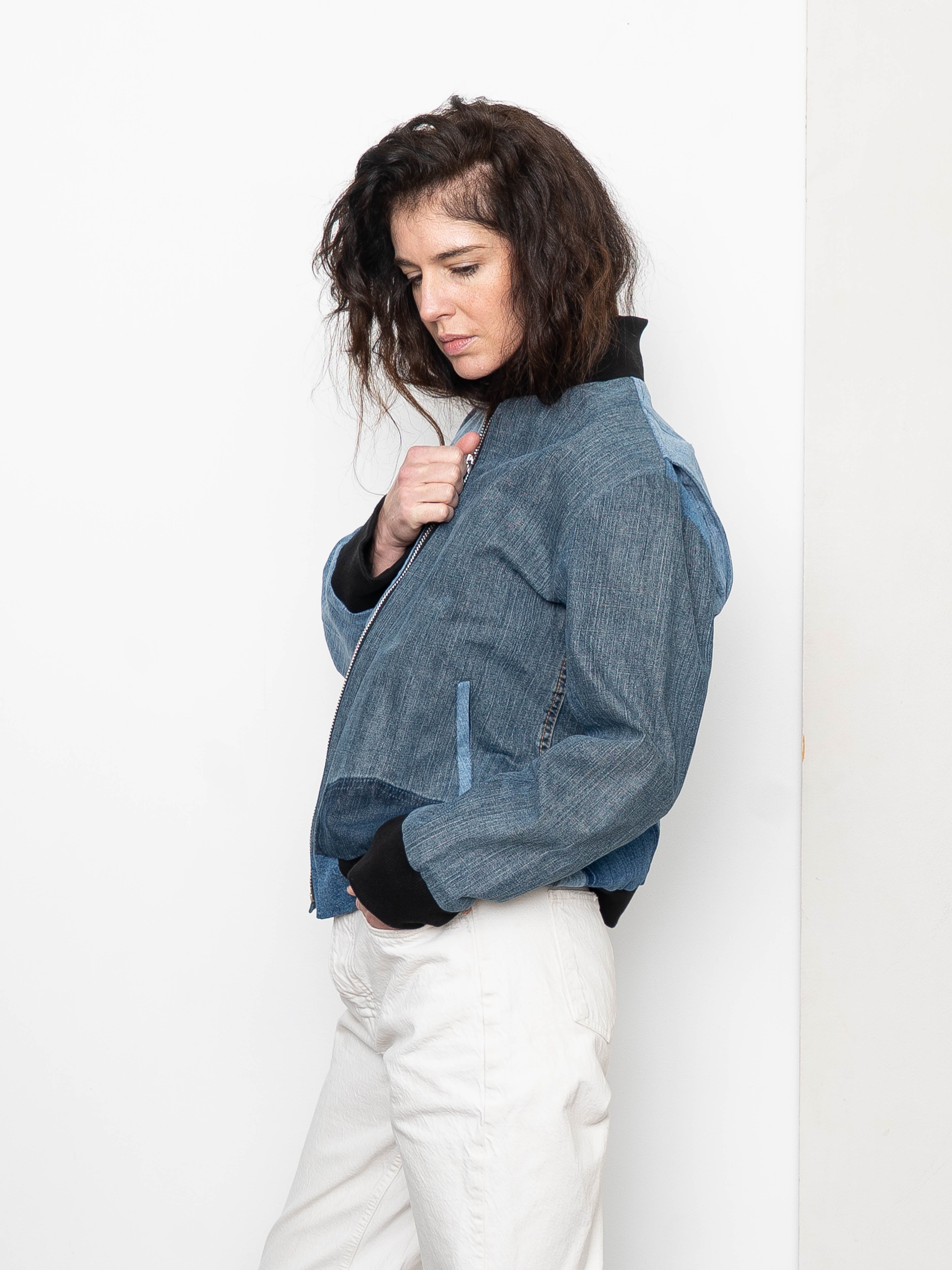 The Veda Denim Bomber Jacket - Medium