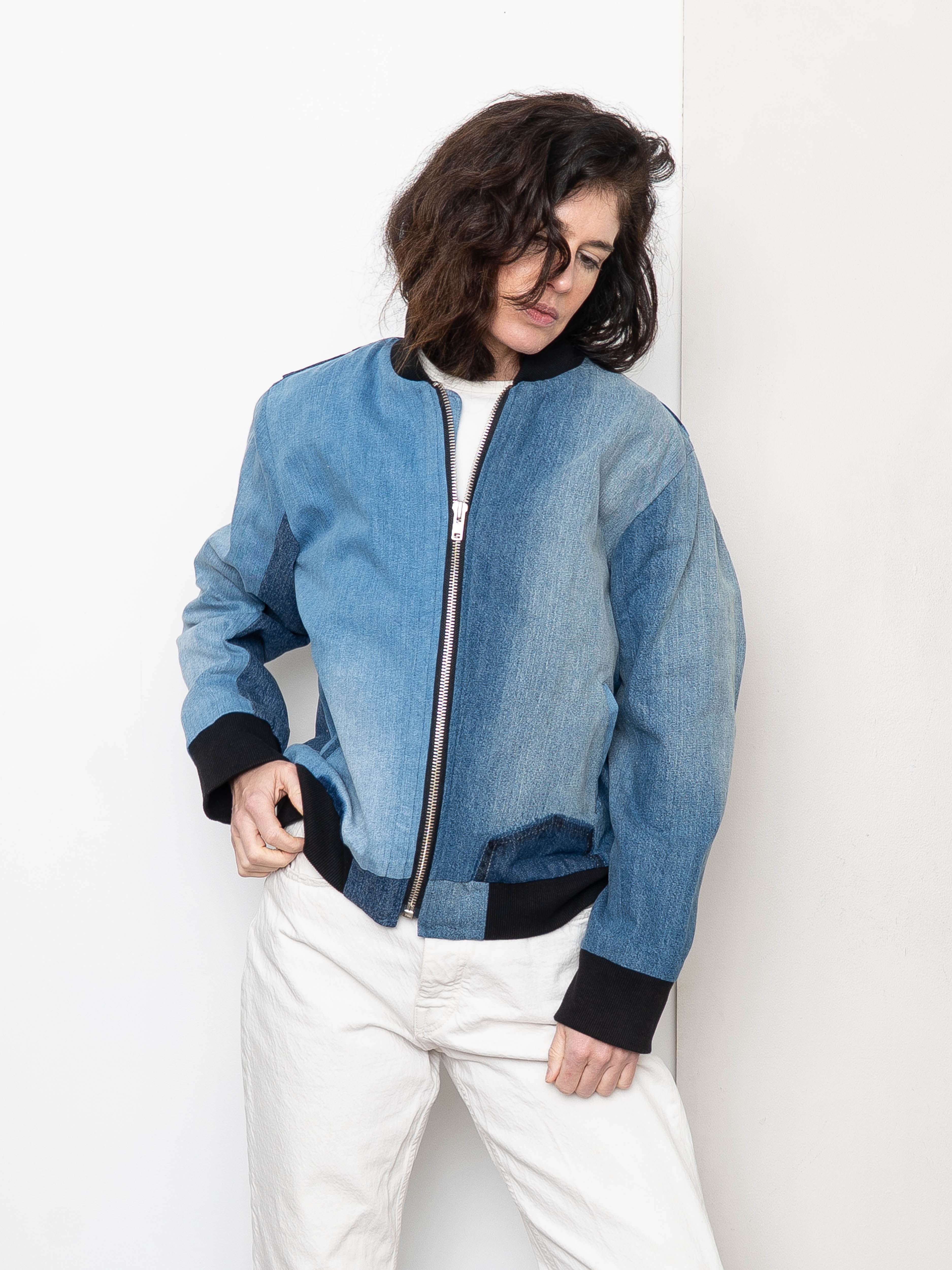 The Veda Denim Bomber Jacket - Medium