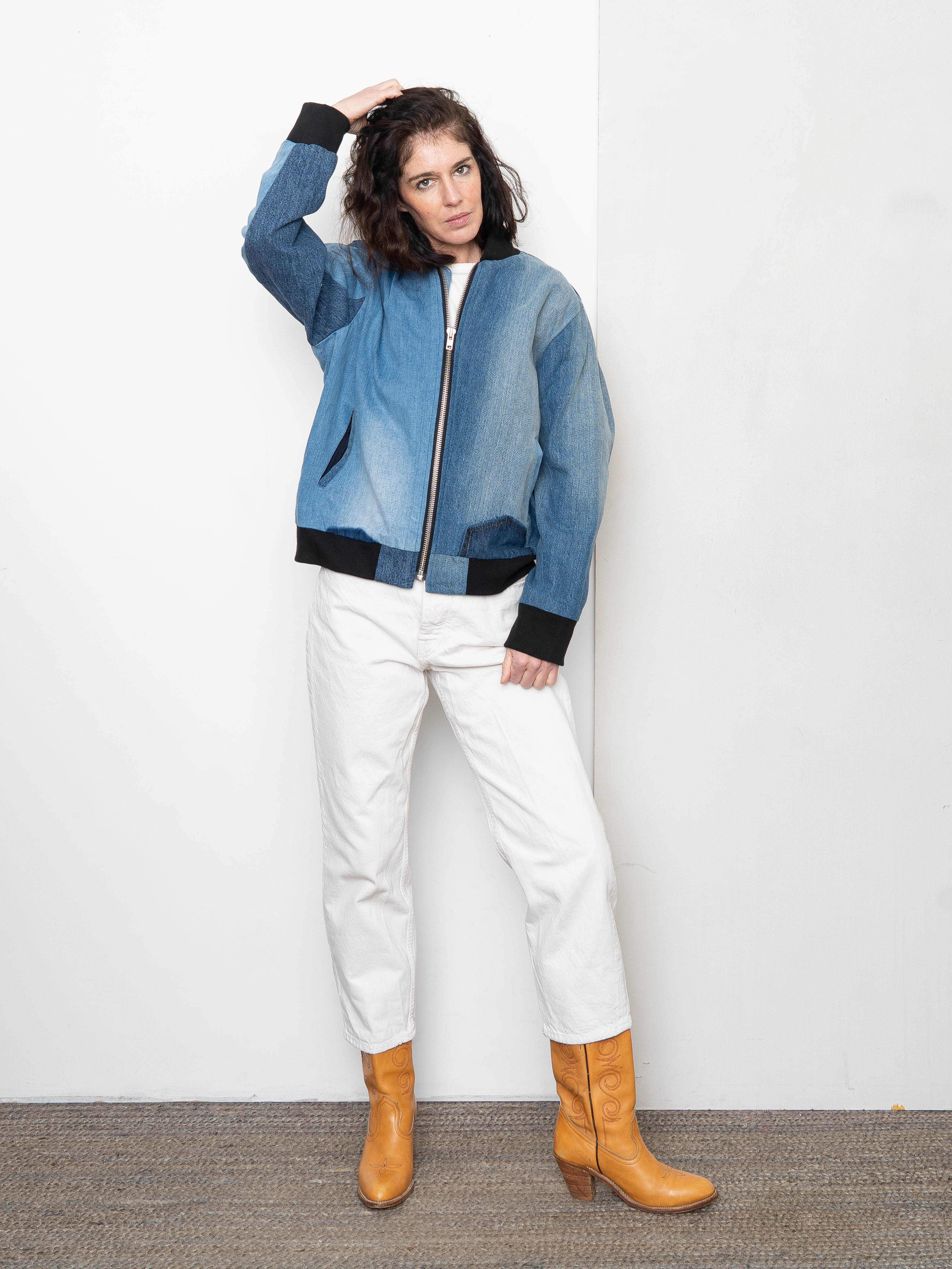 The Veda Denim Bomber Jacket - Medium