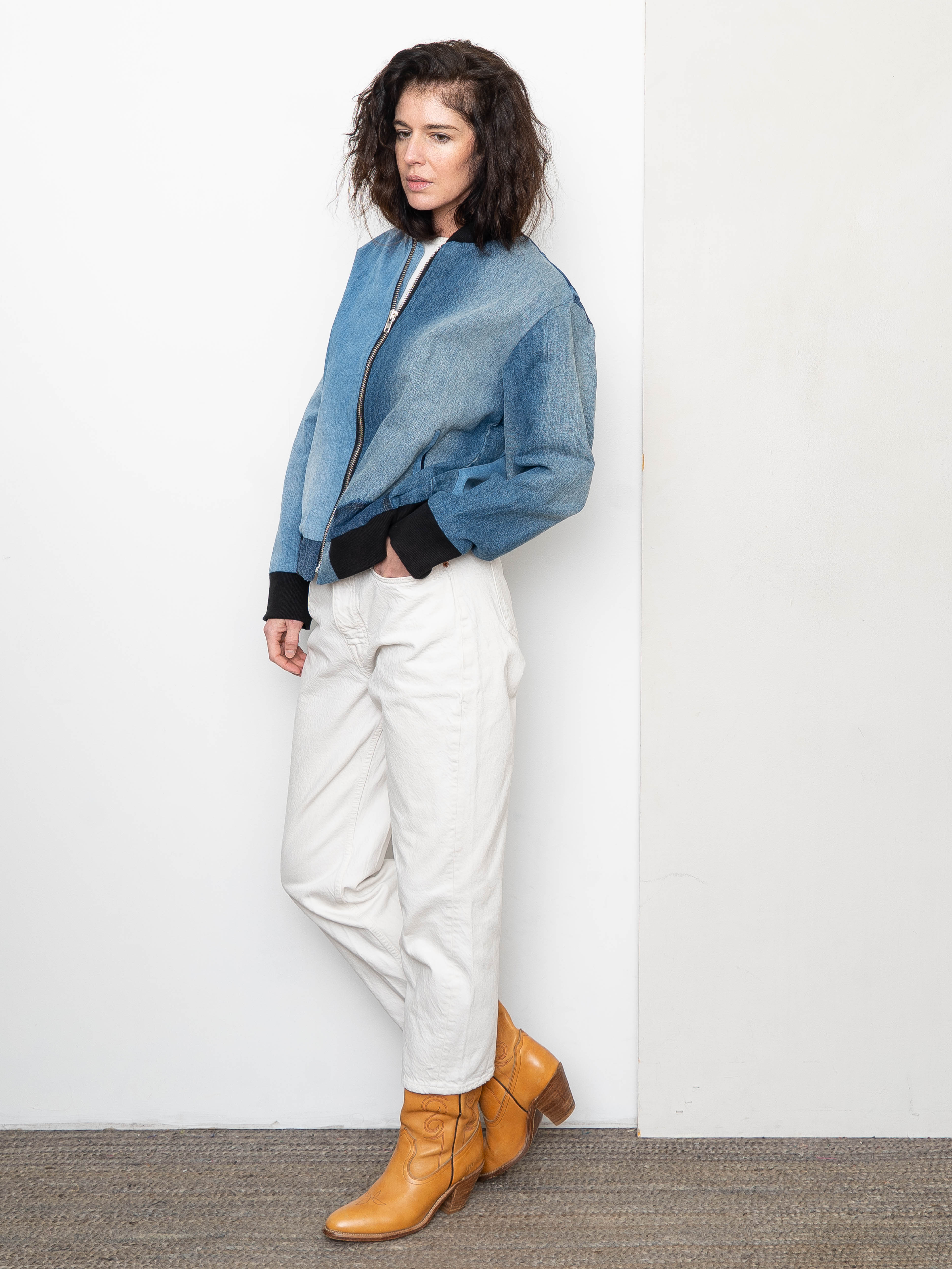 The Veda Denim Bomber Jacket - Medium