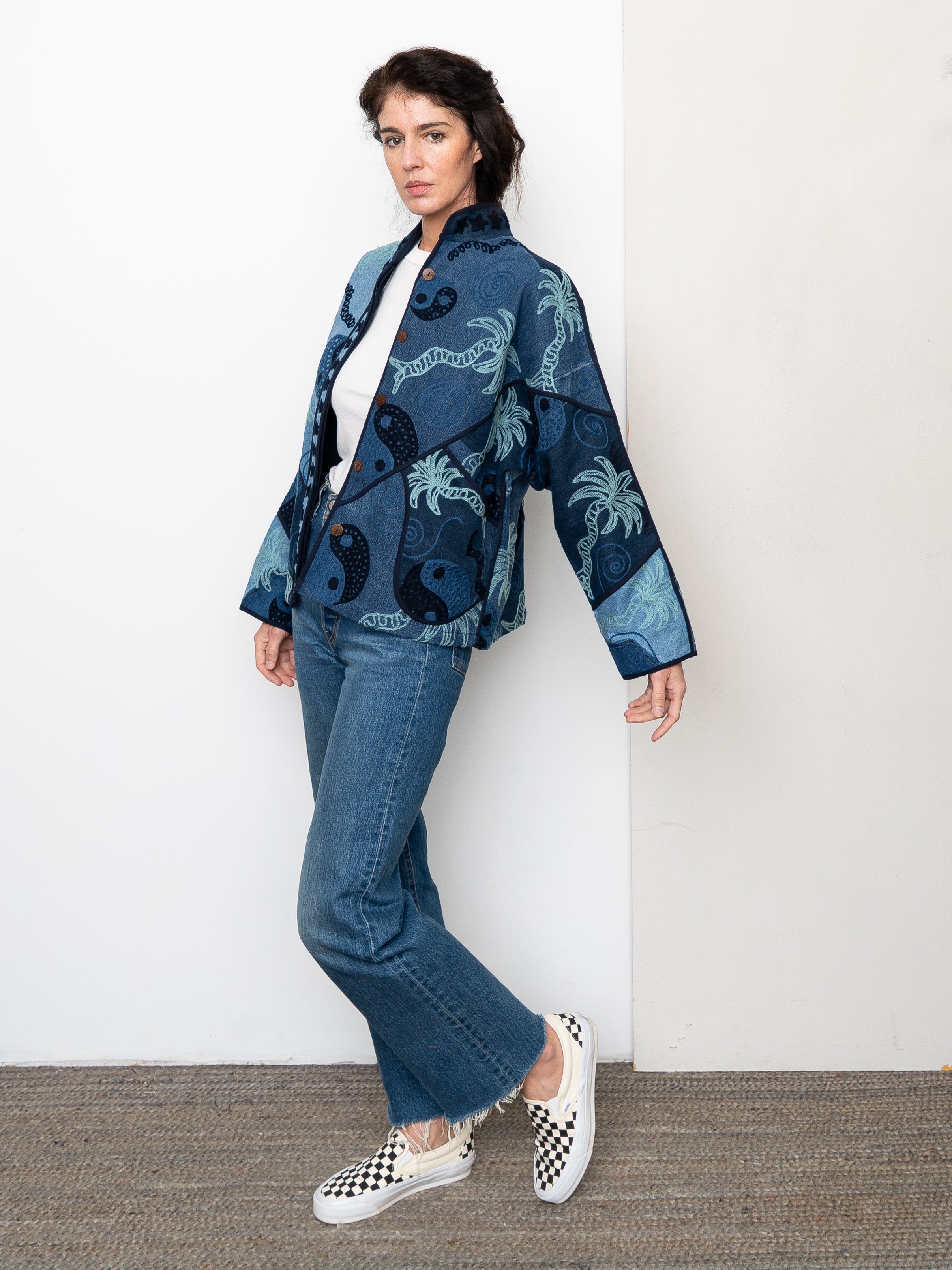 The Ladhiya Denim Suzani Jacket - Small