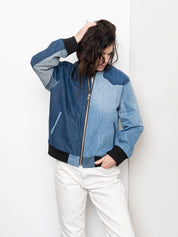 The Veda Denim Bomber Jacket - Medium