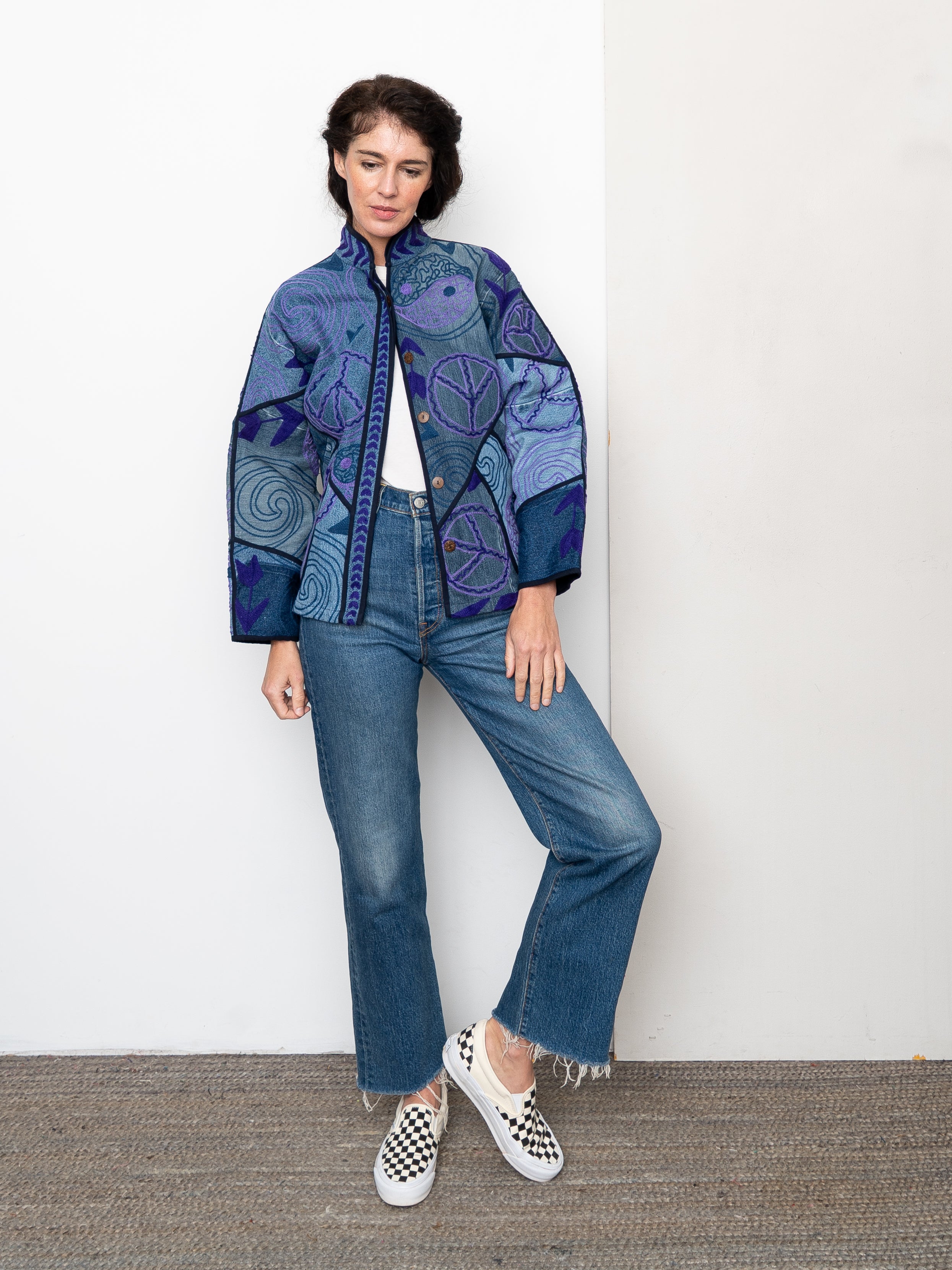 The Ladhiya Denim Suzani Jacket - Small