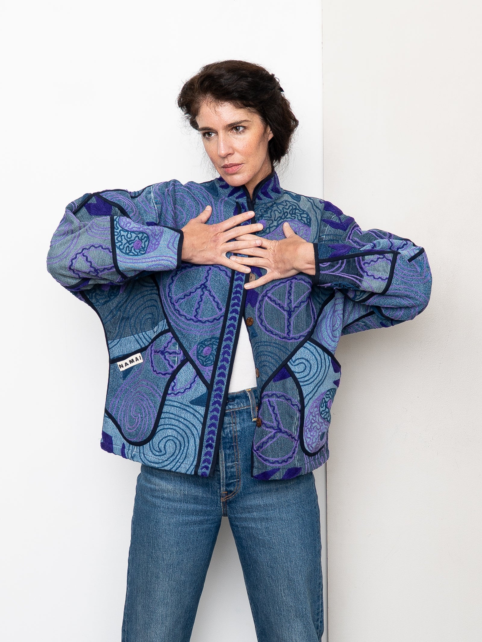 The Ladhiya Denim Suzani Jacket - Small