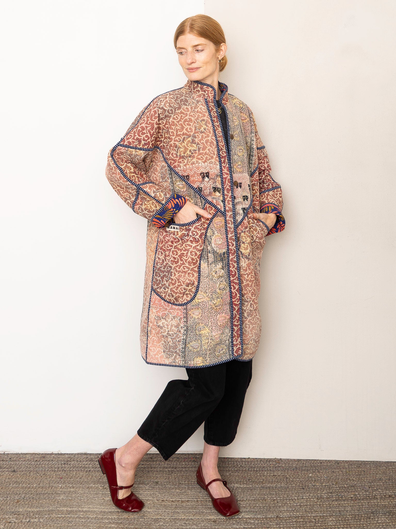 The Sai Quilted Patchwork Kantha Coat
