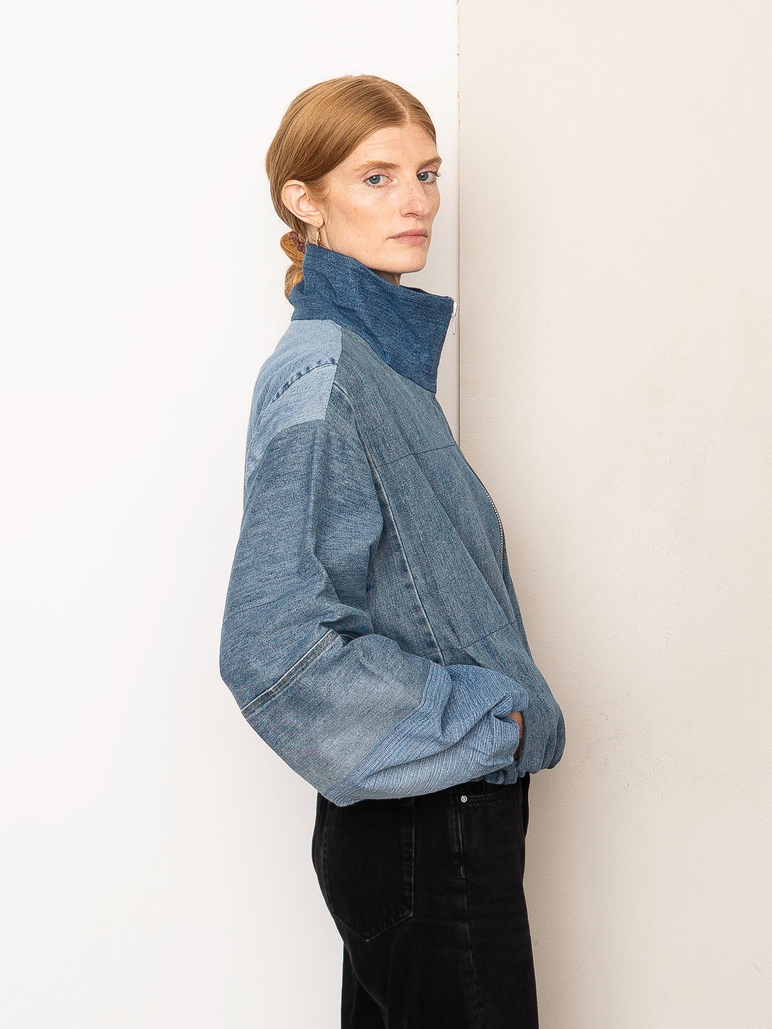 The Shira Denim Puffer Bomber Jacket