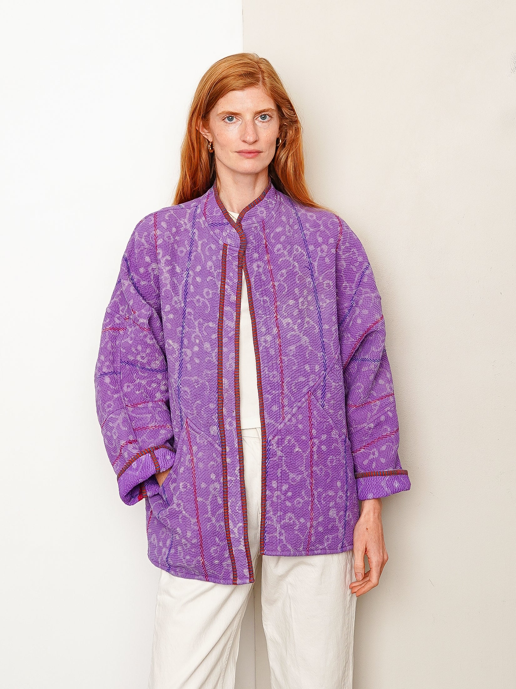 The Ishani Quilted Indigo Kantha Jacket