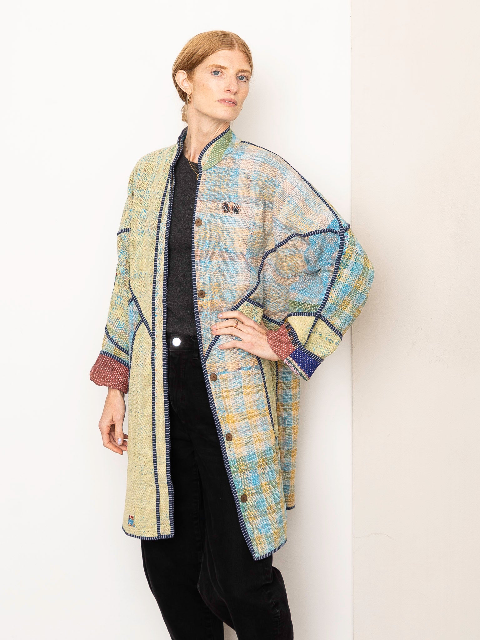 The Sai Quilted Patchwork Kantha Coat