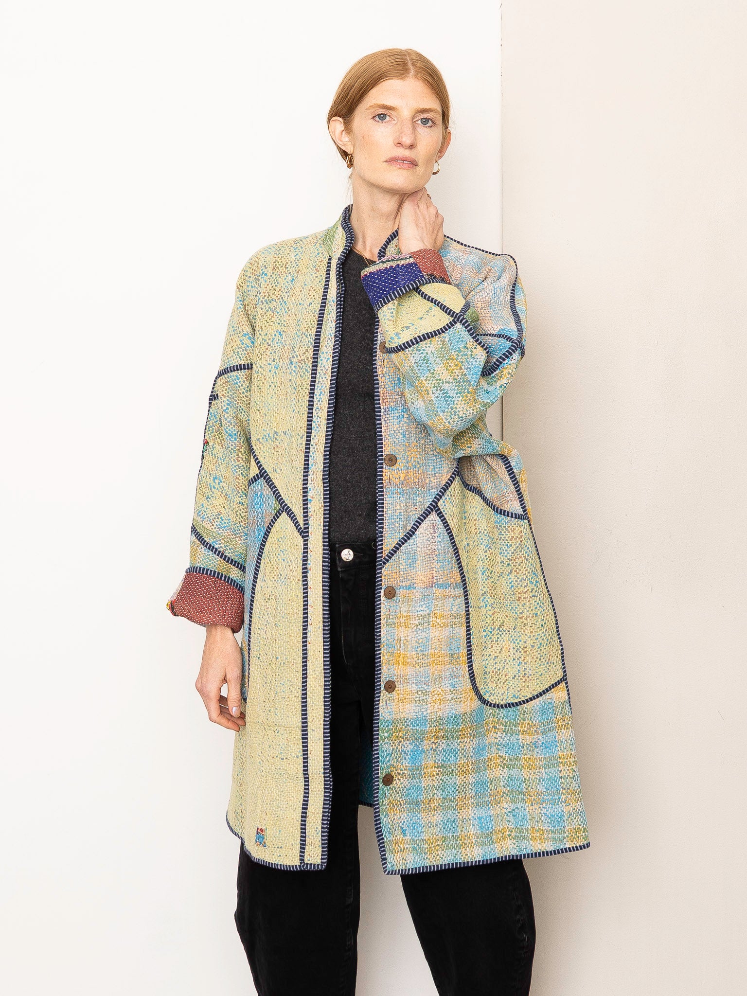 The Sai Quilted Patchwork Kantha Coat