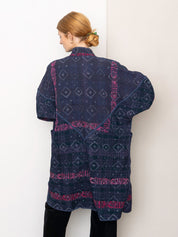The Sai Quilted Indigo Kantha Coat