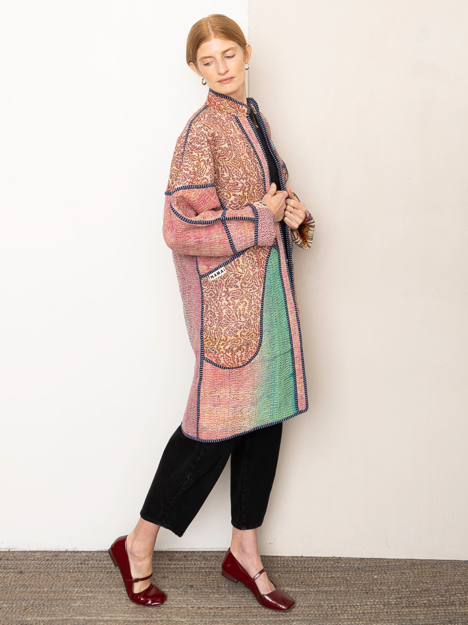 The Sai Quilted Patchwork Kantha Coat