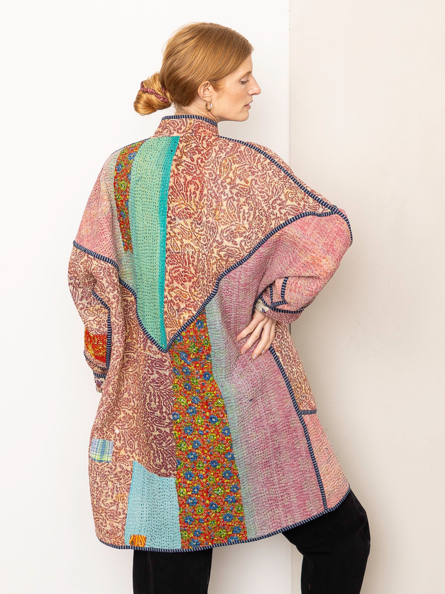 The Sai Quilted Patchwork Kantha Coat