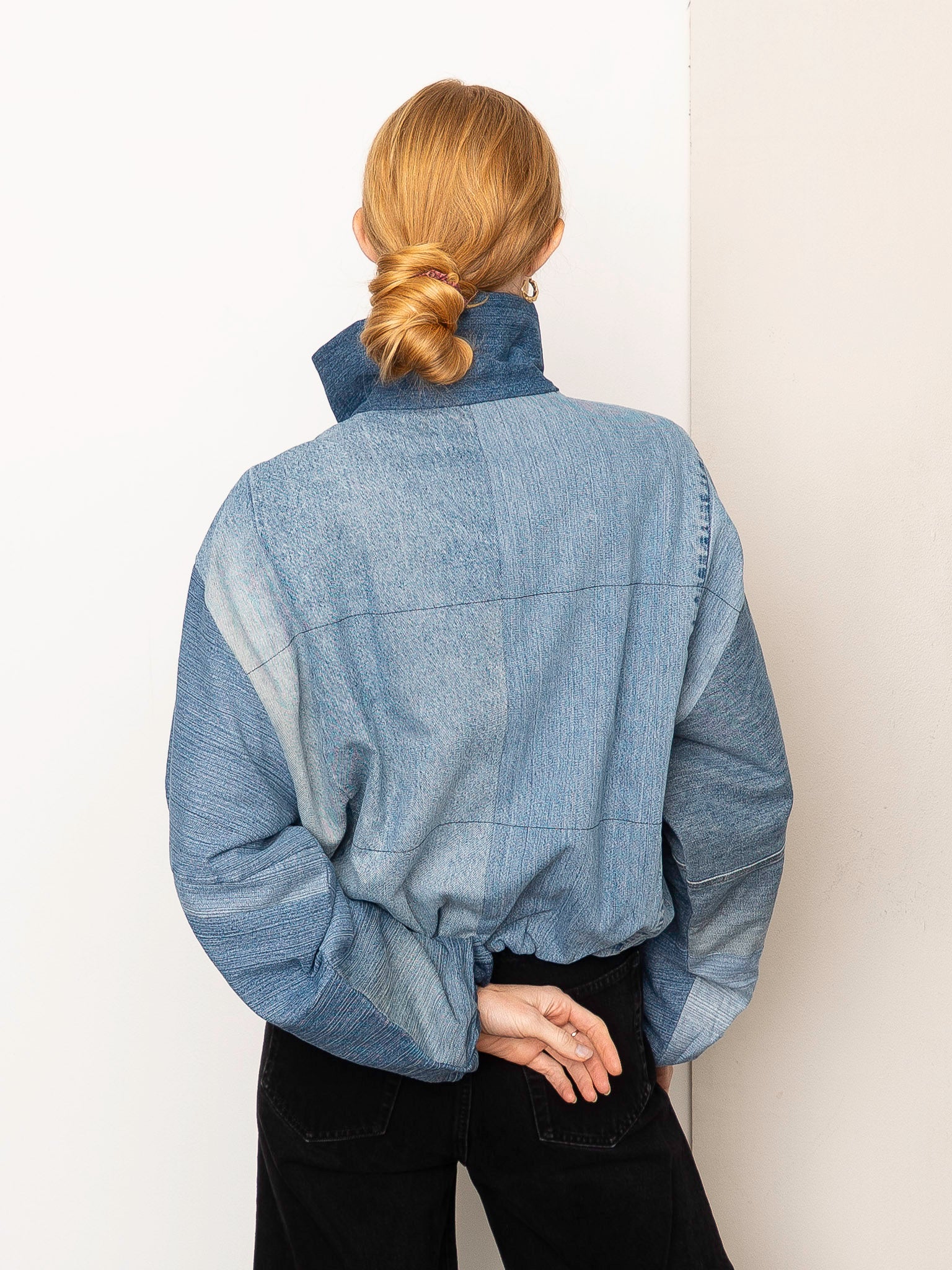 The Shira Denim Puffer Bomber Jacket
