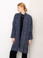 The Sai Quilted Indigo Kantha Coat