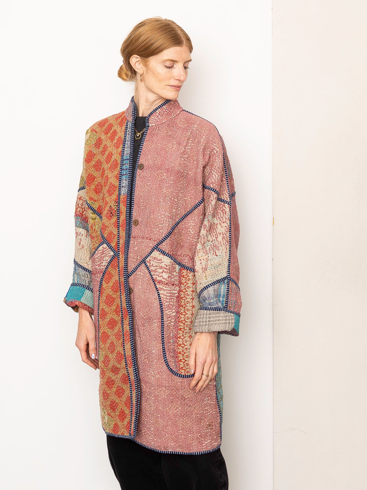 The Sai Quilted Patchwork Kantha Coat