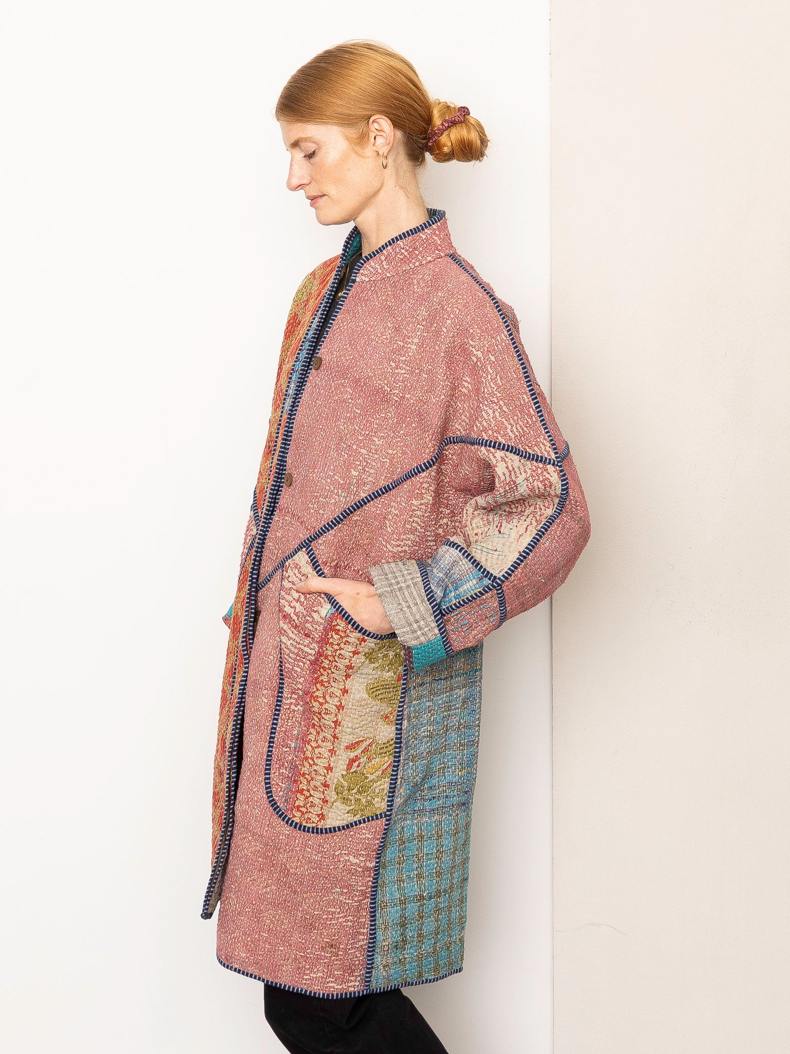 The Sai Quilted Patchwork Kantha Coat
