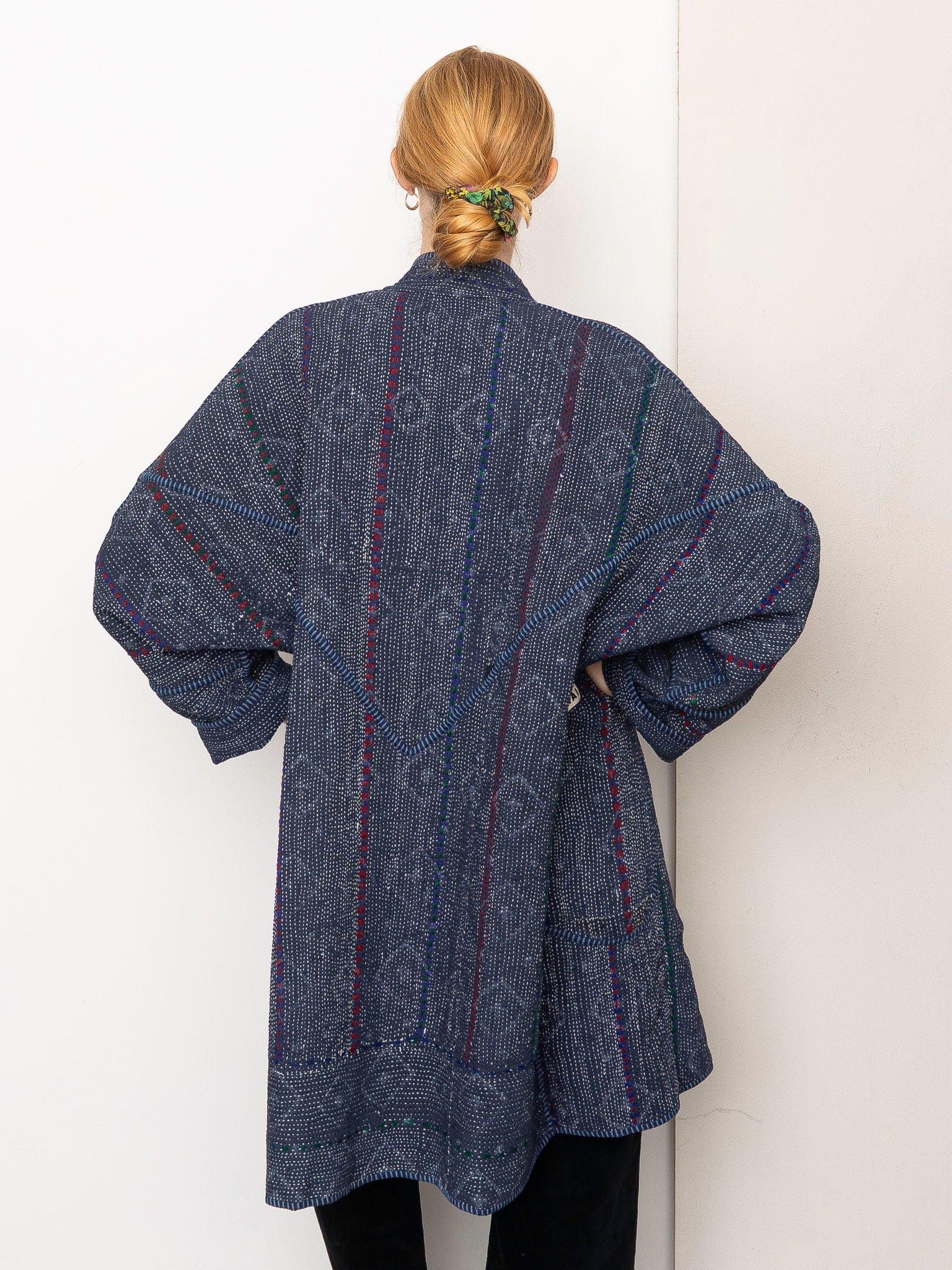 The Sai Quilted Indigo Kantha Coat