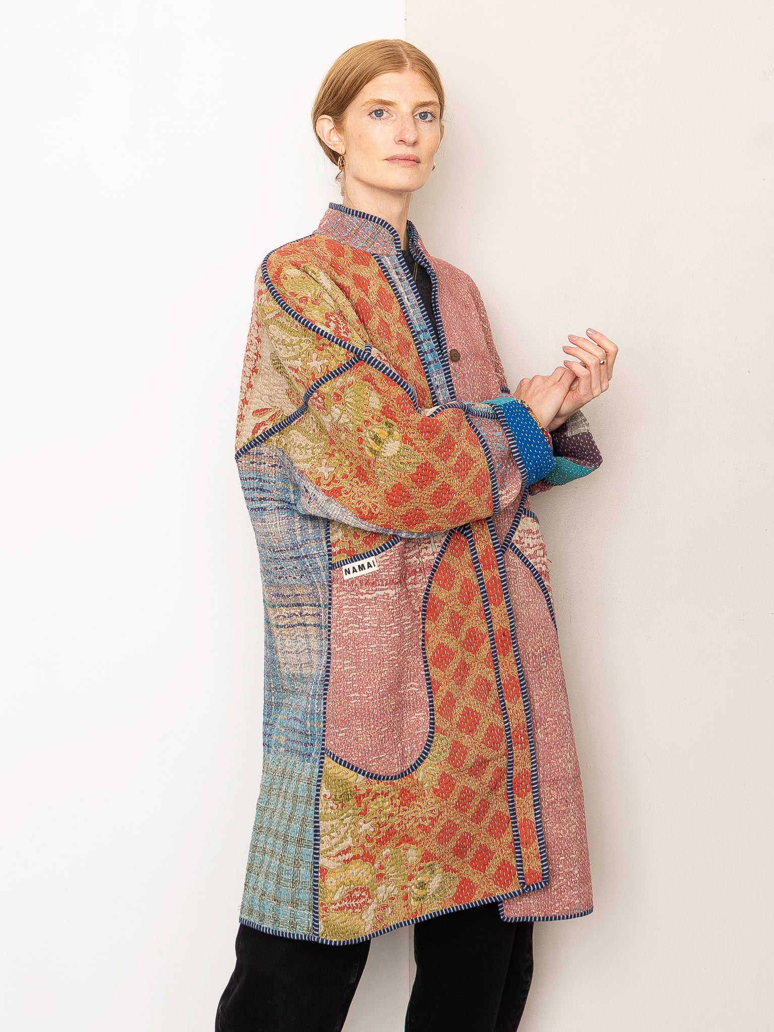 The Sai Quilted Patchwork Kantha Coat