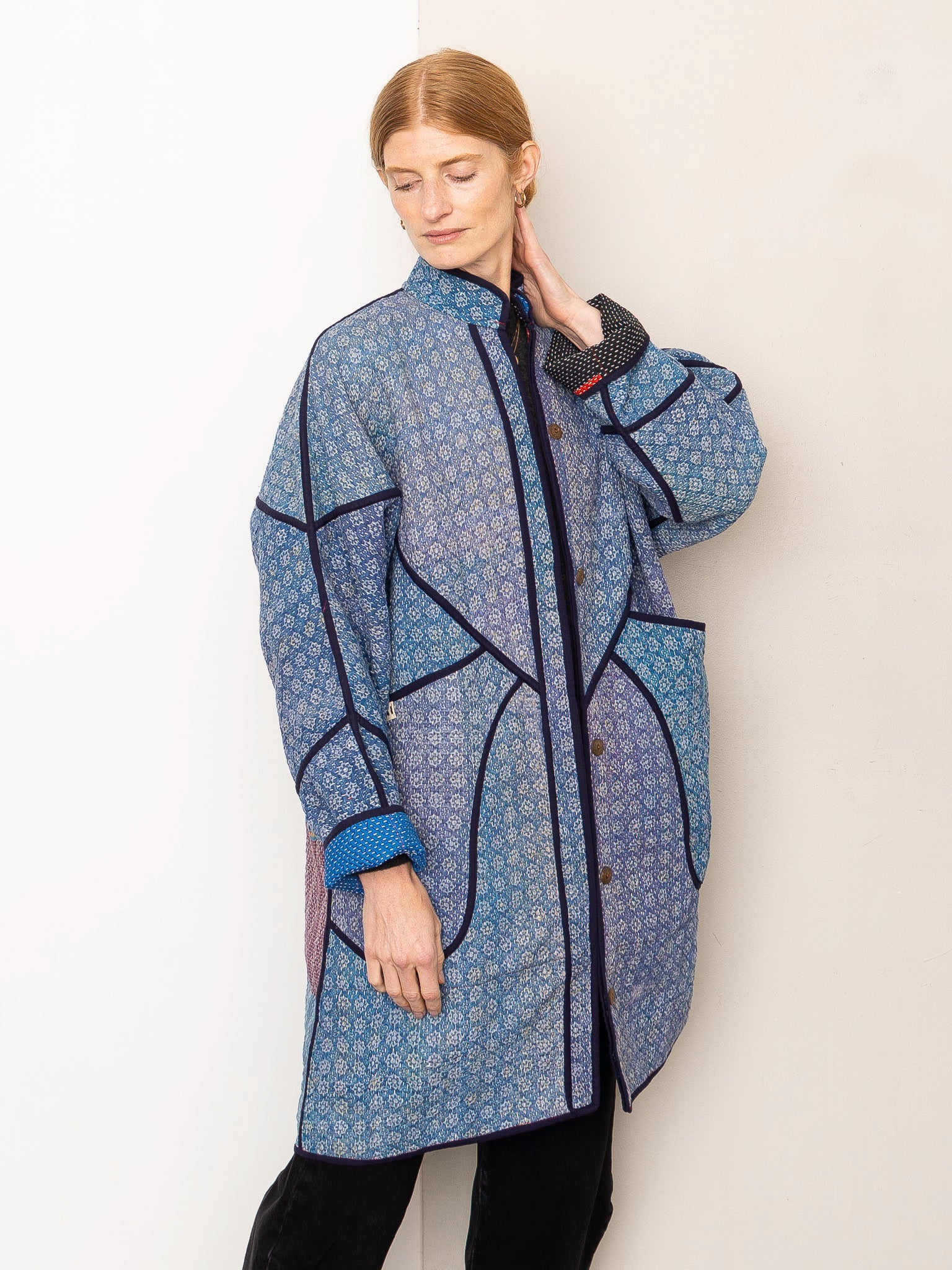 The Sai Quilted Patchwork Kantha Coat