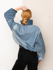 The Shira Denim Puffer Bomber Jacket
