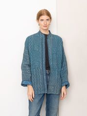 The Ishani Quilted Indigo Kantha Jacket