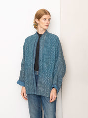 The Ishani Quilted Indigo Kantha Jacket